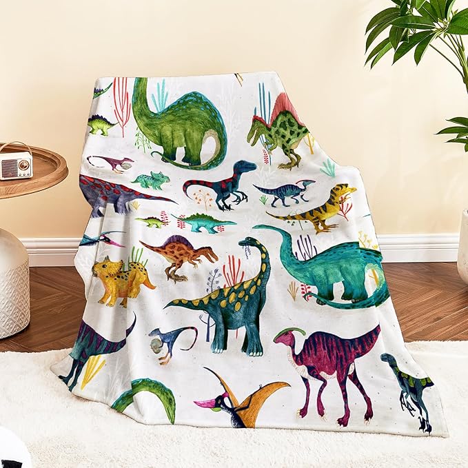 Wajade Dinosaur Blanket for Boys, Soft Fleece Kids Blanket for Couch Sofa Bedroom, Toddler Cute Dinosaur Throw Blanket Gifts for Birthday Christmars Easter Halloween, 50"x60"