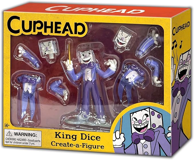 Toynk Cuphead King Dice Create-A-Figure 4-Inch Mini Adult Figure | Interchangeable Parts for Posing, Customization