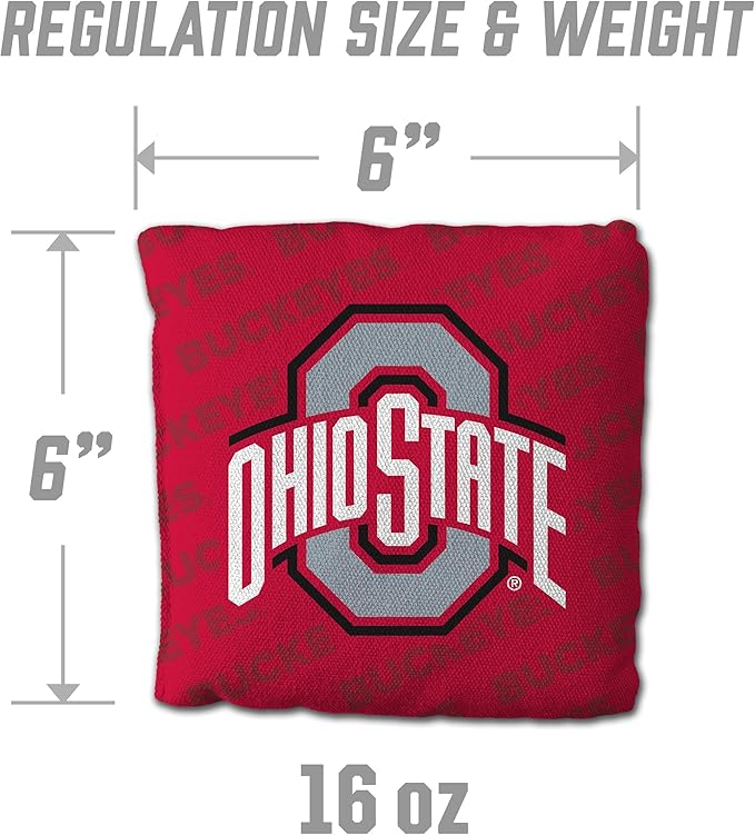 YouTheFan Officially-Licensed NCAA Set of 4 Cornhole Bags - All Weather Regulation 6” x 6” Size - 16oz Weight - Designed in USA