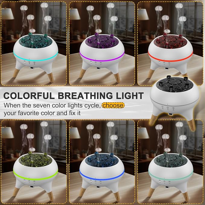 Morbou Essential Oil Diffuser Jellyfish Mist Dancing with Music Aromatherapy, 7 Colorful Lights Hotel Collection Diffuser Oils Scents for Home