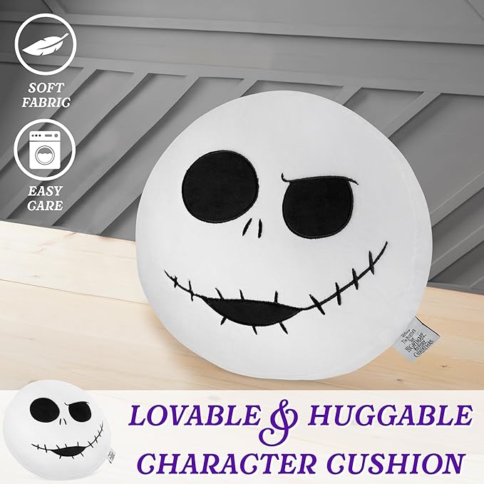 Disney Stitch 3D Plush Cushions for Bed Travel, Cute Cuddle Pillow Stuffed Character Pillow, Bedroom Accessories, Room Decor, Gifts for Kids (White Jack, L13.77 x W12.99)