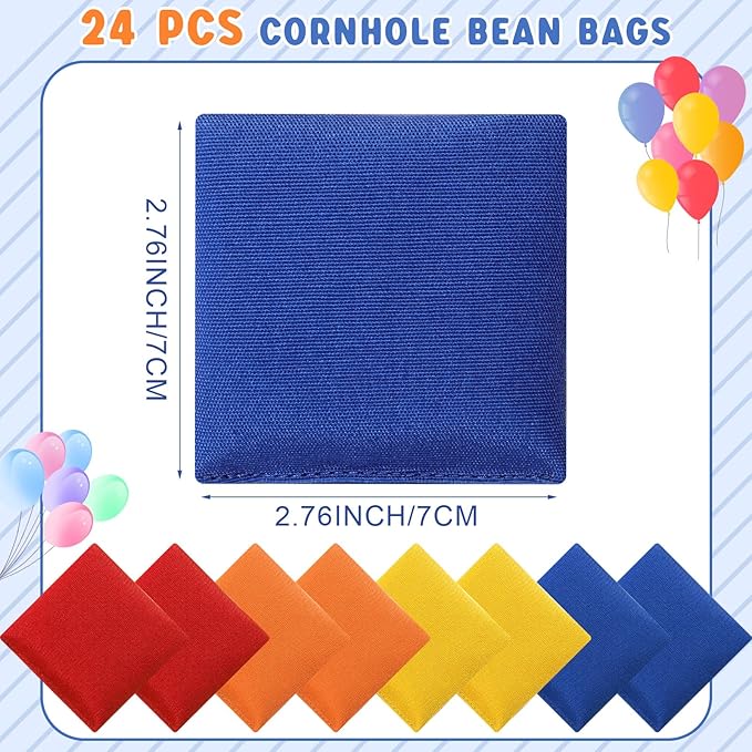 Sotiff 24 Pcs Bean Bags Mini Nylon Cornhole Bean Bags for Kids Tossing Fun Sports Outdoor Family Games Carnival Toy Patriotic Small Beanbag Hand Toss Party Game Supplies for Kid Adult (Multi Colors)