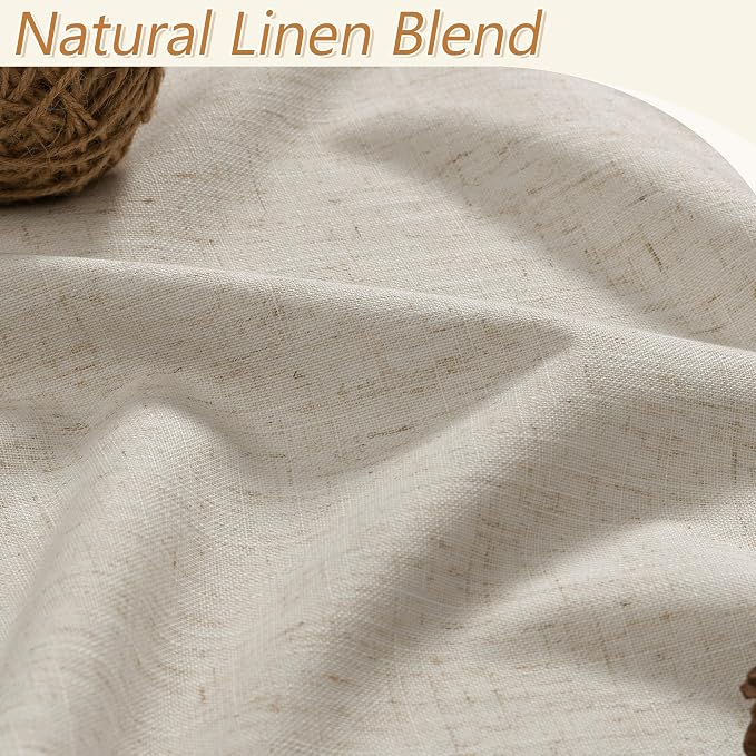 Guken Extra Long 100% Blackout Linen Curtains for Bedroom 120 inches Long, Thermal Insulated Room Darkening Black Out Drapes for Living Room, Back Tab Rod Pocket 2 Panels Set,Grey Beige,52x120