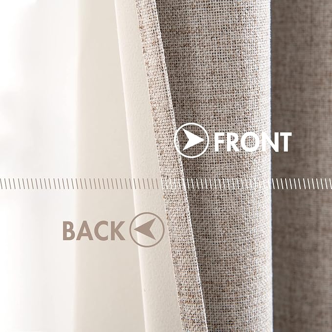 MIULEE Blackout Curtains for Bedroom Polyester Texture Thermal Insulated Natural Khaki Grommet Room Darkening Curtains & Drapes Luxury Decor for Living Room 52 x 90 Inch (2 Panels)