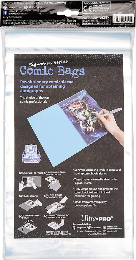 Ultra Pro Resealable Current Size Comic Bags 2-Mil Polypropylene 6-7/8 X 10½ Inches (100-Count)