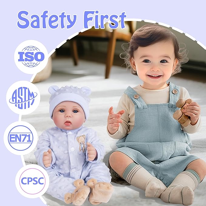 Milidool Lifelike Reborn Baby Dolls Boy- 18-Inch Soft Body Realistic-Newborn Real Life Baby Dolls for Kids Age 3+