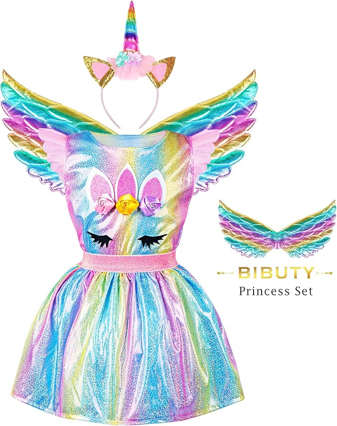 Kids Princess Dress Up Clothes for Toddler Girls, Pretend Play & Dress Up Kids Princess Costume Set with Princess Dresses Crown for Little Girls, Princess Toys Gifts for 3-6 Toddler Girls