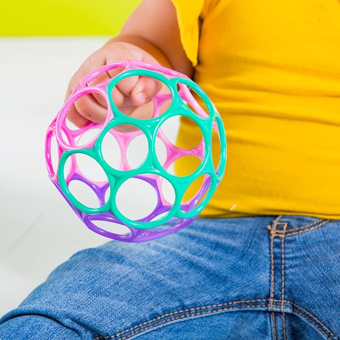 Bright Starts Oball Easy Grasp Classic Ball Infant Toy in Pink/Purple,Age Newborn and up. 4 Inches,(Pack of 6)