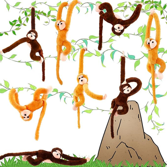 8 Pcs Hanging Monkey Stuffed Animal Toys Plush Monkey Toy Cute Soft Lifelike Monkey Plush Toys for Jungle Forest Animal Theme Party Favors Birthday Gift, 24 Inch (Color Set 1)