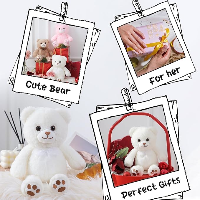 White Teddy Bear Stuffed Animal Small Teddy Bear with Heart Plush Toys Stuffed Animals for Girls Cute Stuffed Animals Teddy Bears Stuffed Bear Plush 9 Inch Animal Plushies Halloween
