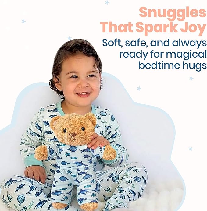 Zip N' Bear Soft Plush Teddy Bear Stuffed Animal with Fin Frenzy Pajamas - Zippy The Bear Cute Cuddly Plush Toy, Perfect Sensory Teddy for Kids, Toddlers - Adorable Gift & Bedtime Companion