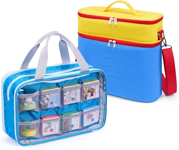 Carrying Case for Little Tikes Story Dream Machine Books, Travel Storage Bag for Storytime Collection, Audio Player Character, Up to 9 Sets (Bluish Green)