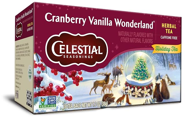 Celestial Seasonings Herbal Tea, Cranberry Vanilla Wonderland, 18 Count (Pack of 6)
