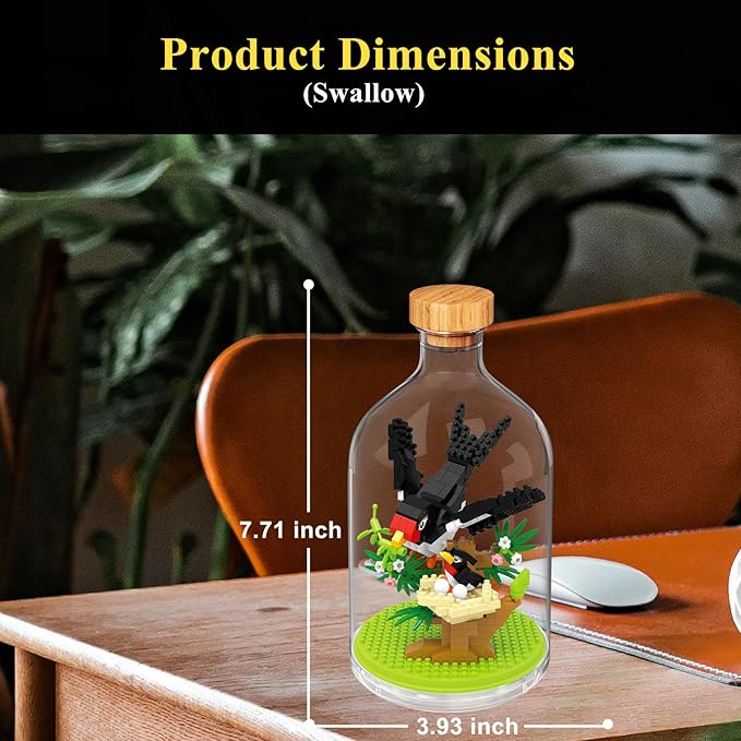 Creative Swallows Toy Building Set,Adult Mini Animal Friend Set,Party Favors Gift for Kid,Animal Lover Office Home Decor Birds Building Block Kit,New Year Easter Birthday Gift for Boys Girls