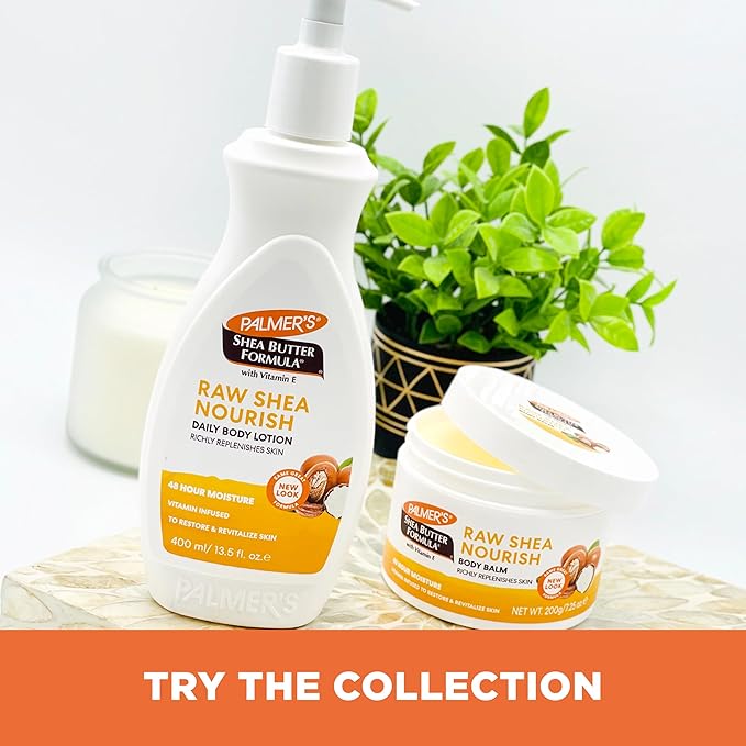 Palmer's Shea Butter Formula Raw African Shea Butter Balm,Nourishing Body Moisturizer for Rough,Dry Skin,7.25 Ounces,(Pack of 2)