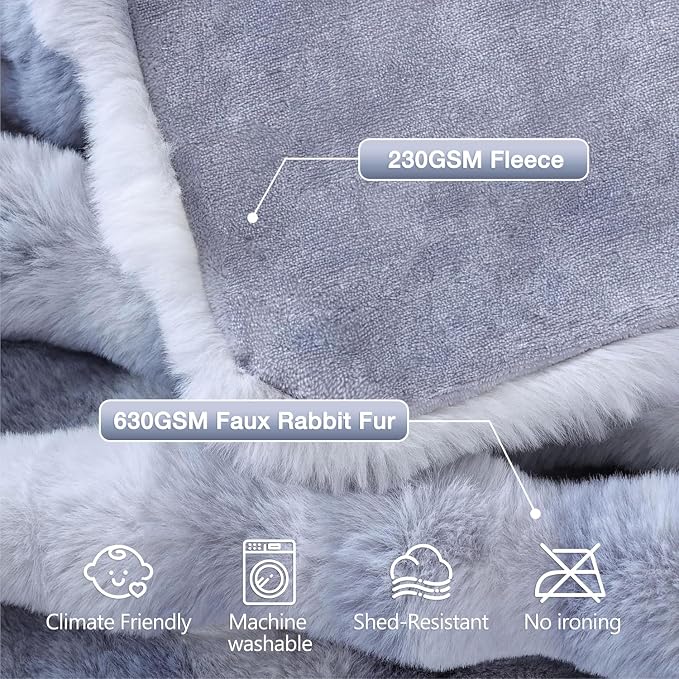ORINOVA Tie-dye Blue Twin Cozy Faux Fur Blanket for Couch Bed Living Room 60x80 Furry Soft Fluffy Thick Warm Throw Blanket for Winter Home Gifts 860 GSM
