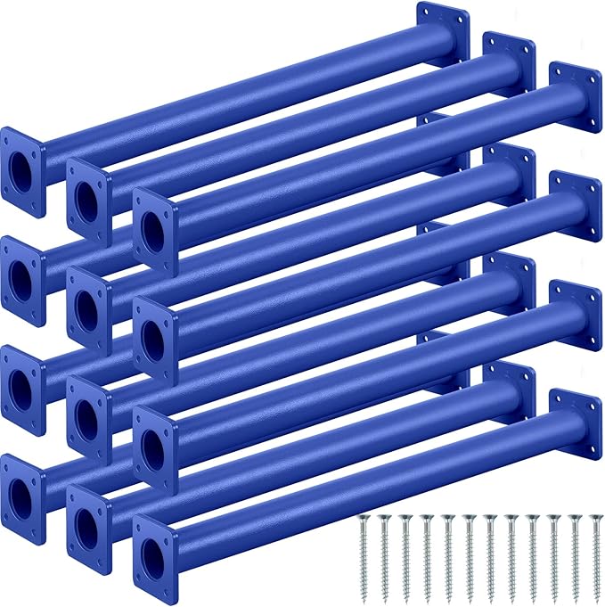 Dunzy 12 Pack Monkey Bars Swing Set Accessories Rods Playset Ladder Rungs Hardware Kit Steel Monkey Bar with Screws for Backyard Playground Equipment Mounting Plates(16.5 Inch,Blue)