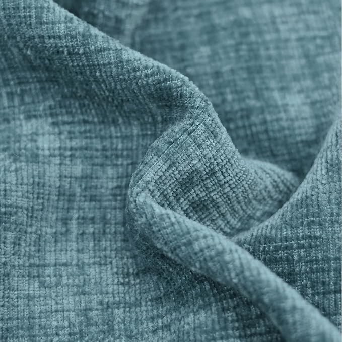 CaliTime Decorative Couch Throw Pillow Covers 24 X 24 Inches Smoke Blue | Pack of 2, Cozy Chenille Cushion Cases for Sofa Bed Living Room Farmhouse Home