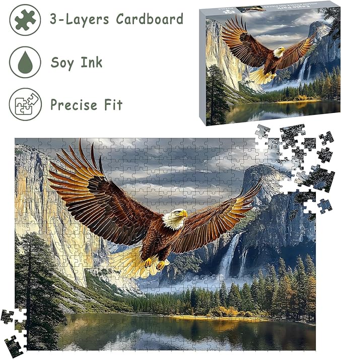 Puzzles for Adults 500 Pieces, Eagle Jigsaw Puzzles - Eagle Park, Impossible Eagles Puzzle, Finished Size 20.47 * 14.96”, with 1:1 Poster, Letter on The Back