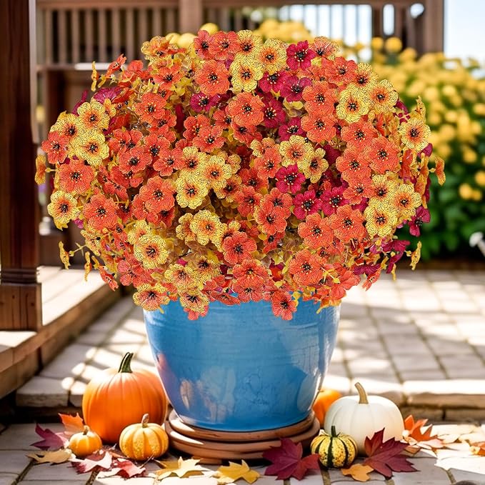 Artificial Flowers for Outdoor,Silk Flowers No Fade Fake Plastic Flowers Faux Plants for Outdoors Outside Front Porch Hanging Planter Window Box Garden Home Decoration,13 Pack(Autumn Colors) | Silk Flowers Fake Plastic Flowers Faux Plants for Outside F...