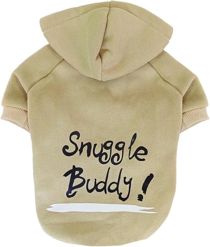 Jecikelon Winter Printed Dog Hoodies Sweatshirts Warm Clothes for Small Dogs Chihuahua Coat Puppy Clothing Cat Custume (Khaki, X-Large)