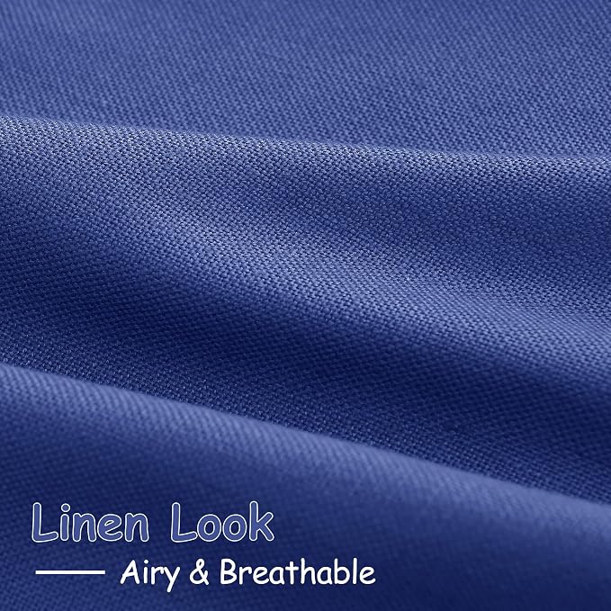 Nanspring Classic Blue Linen Curtains 108 Inches Long for Living Room Bedroom 2 Panels Set Extra Long Back Tab Curtain Light Filtering Sheer Drapes Floor to Ceiling Curtain for Large Windows 52x108