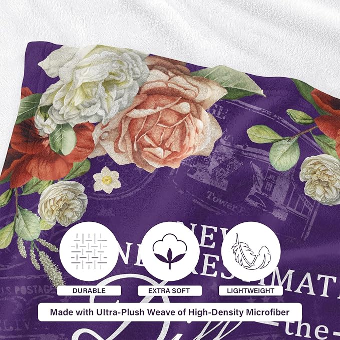 Retirement Gift for Woman 2026, Purple Retirement Blanket for Women 60"x50" | Happy Retired Gifts, Soft Purple Retirement Throw for Retiring Coworker, Teacher, Nurse, Mom, Farewell & Going Away Gift