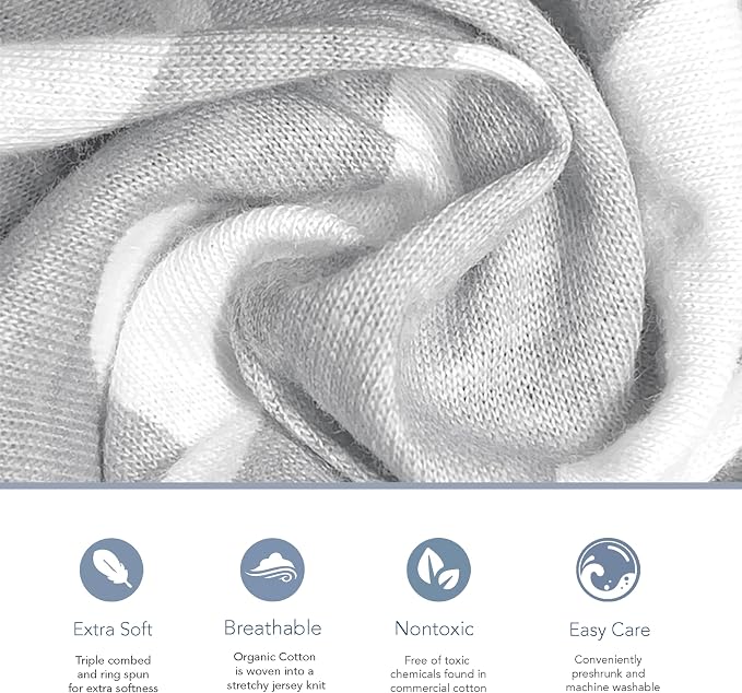 100% Organic Cotton Fitted Travel Crib Sheets, Perfectly Compatible with Guava Lotus, BabyBjorn, Dream On Me and All mattresses 22-26" Wide by 40-44" Long. Strap Holes in Corners. 2 Pk