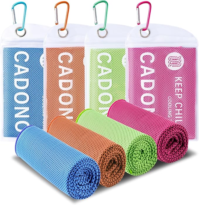 4 Pack Cooling Towel (40"x12"), Soft Breathable Chilly Towel, IceTowel, Microfiber Towels for Yoga, Sport, Running, Workout,Gym, Camping, Fitness, Workout & More Activities(Multicolor)