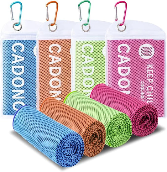 4 Pack Cooling Towel (40"x12"), Soft Breathable Chilly Towel, IceTowel, Microfiber Towels for Yoga, Sport, Running, Workout,Gym, Camping, Fitness, Workout & More Activities(Multicolor)