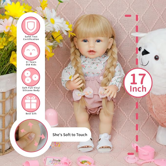 Reborn Baby Dolls - Realistic Newborn Baby Doll That Look Real Full Silicone Baby Dolls Girl with Doll Clothes & AccessoriesToy Gift Set for Kids Age 3+