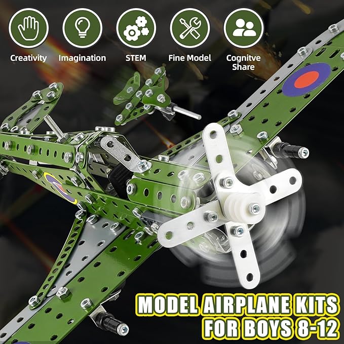 Model Airplane Kits for Boys 8-12,Erector Set for Boys Building Toys Age 10-12,374 PCS DIY Building Stem Projects Toys for Kids,Cool Aviation Gifts for Airplane Model Fans
