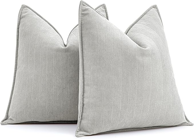 MIULEE Pack of 2 Light Grey Euro Shams Chenille Pillow Covers 26x26 Inch | Decorative Soft Couch Throw Pillows,Farmhouse Cushion Covers,Elegant Design for Sofa,Bed,Living Room,Summer Decor