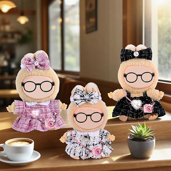 iBayda Chic Style 3 Sets 17cm Doll Clothes & Accessories Set Include: 3 Dresses, 3 Hairpin, 1 Shoes, 1 Glasses, 1 Bag (Doll Not Included)