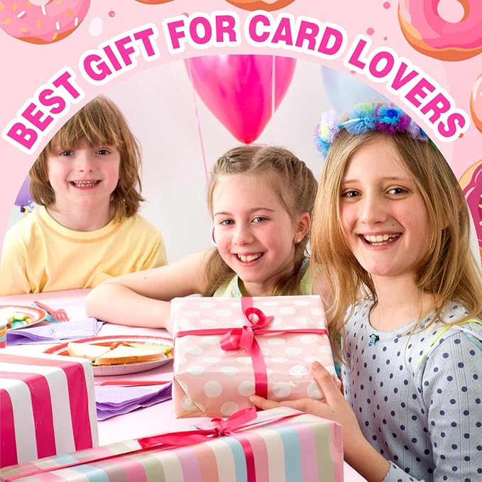 4 Pocket Card Binder 400 Card Holder Album, Pink Donut Trading Cards Holder Zipper Binder for Girl Teen Collection (Pink Donut, 400 Pocket)
