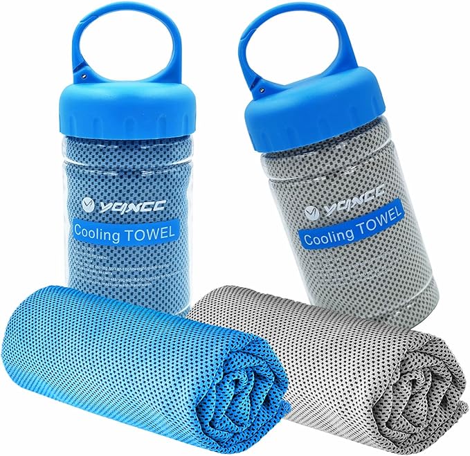 YQXCC 2 Pack Cooling Towels (47"x12"), Ice Cool Neck Towel, Soft Breathable Microfiber for Yoga, Golf, Gym, Running, Camping & Hot Weather