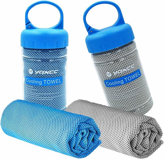 YQXCC 2 Pack Cooling Towels (47"x12"), Ice Cool Neck Towel, Soft Breathable Microfiber for Yoga, Golf, Gym, Running, Camping & Hot Weather