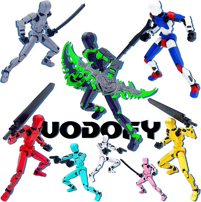 (Assembly Completed) T13 Action Figure Set, 3D Printed Toys Robo 13 Action Figure,Dummy 13 Titan 13 Action Figure (Black Red + Dog)