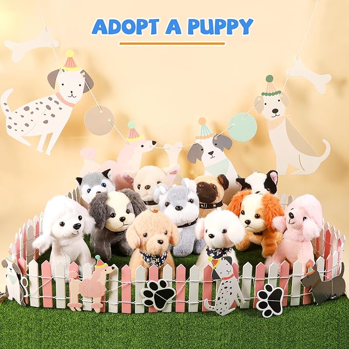 Niceup 10Pcs 4.5in Small Stuffed Animals Plush Puppies Bulk Adopt Dog Party Favors Cute Little Paw Pup Soft Plush Toys Doll for Pawty Birthday Goodie Bag Fillers Kids Class Easter Egg Basket Stuffer