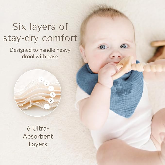 Konssy Muslin Baby Bibs 10 Pack Baby Bandana Drool Bibs 100% Cotton for Unisex Boys Girls