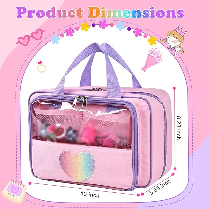 Carrying Case Compatible with Barbie Dolls 12-Inch/6-inch, All-in-One Organizer Holds 6-12 Dolls & Accessories，Large Doll Travel Case with Handle, Bag Only (PINK)