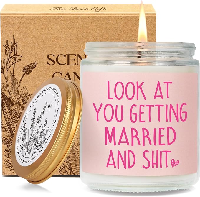 Funny Wedding Bachelorette & Bridal Shower Candle Gifts for Bride, Bride to Be, Look at You Getting Married and sh t Candle, Engagement Candles Gifts for Women, Wedding Candles Gift Ideas56