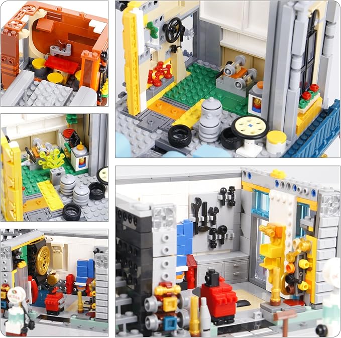 1859PCS City Serving Station Mini Building Blocks Toys not Compatible with Lego citys Size,Creative Street and Cars View Architecture Building Sets,Perfect Choice for 14+ Boys, Girls or Adults