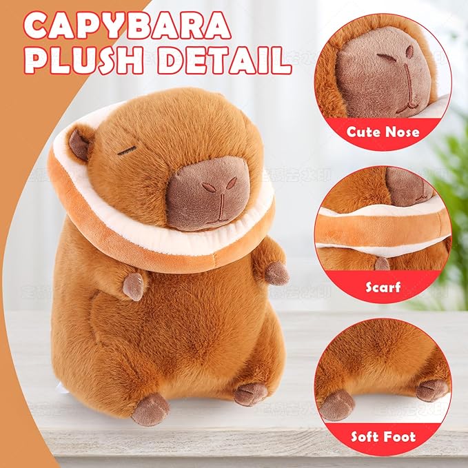 Cute Capybara Plush Toy 13.8 inch, Soft Capybara Stuffed Animal Plushies Pillow Birthday Gift for Kids