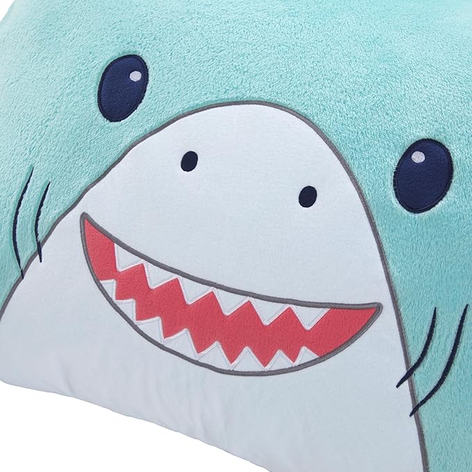 Saint Eve Kids Pillow Pals Fuzzy Pillow Case, Cute Animal Friends Soft Pillow Cover for Kids Beds and Nap Time - Bob the Shark
