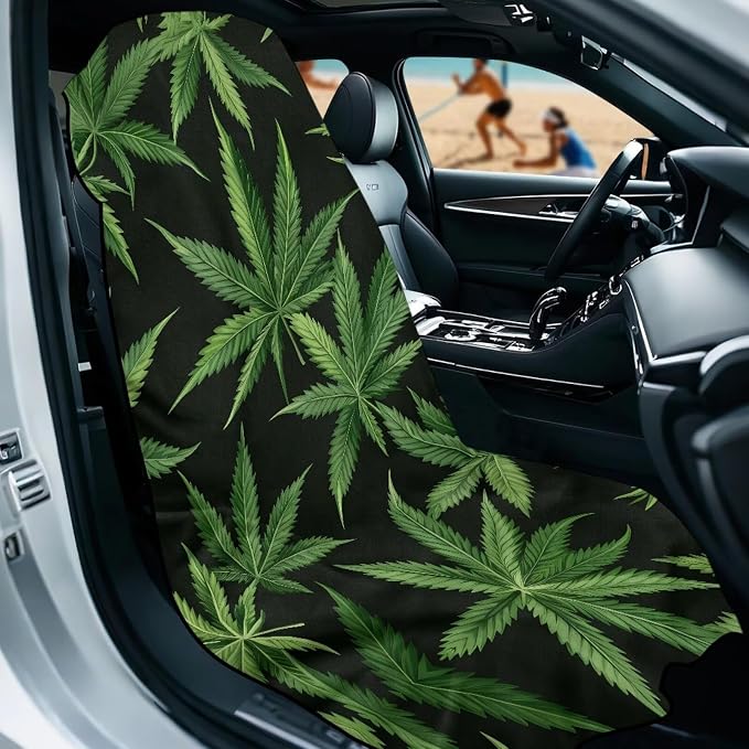 INSTANTARTS Tropical Plants Towel Car Seat Covers Seat Belt Cover Pad Car Seat Towel Cover as Yoga Mat