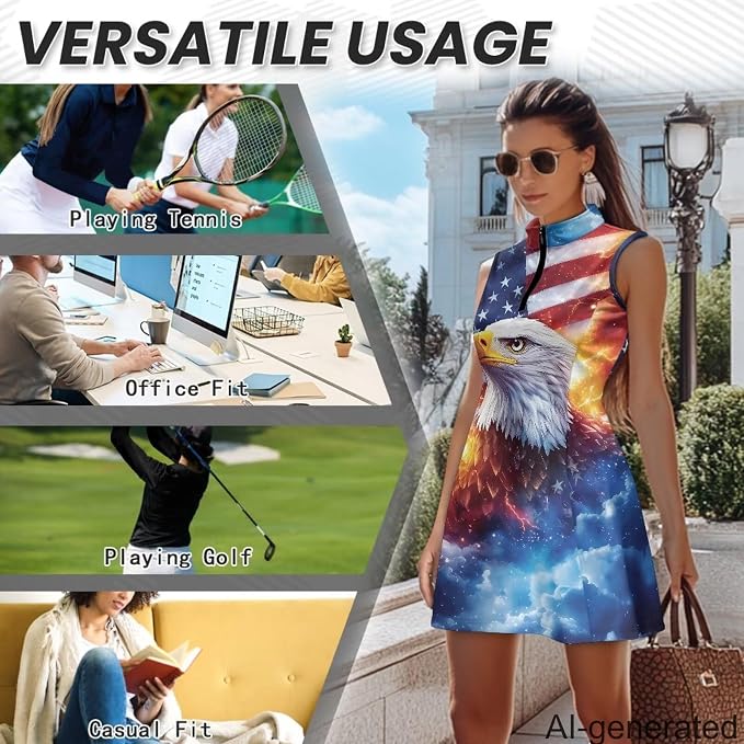 Golf Dress Tennis Dresses for Women with Built in Shorts and Pockets Sleeveless Athletic Dress Workout Dress