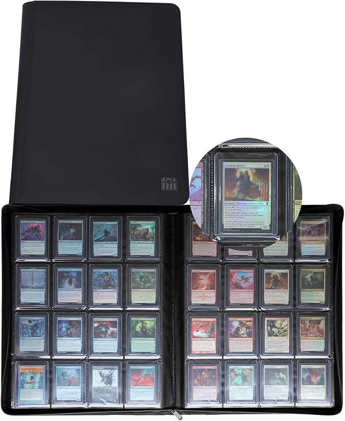 16 Pocket Top loader Binder, Holds 640 Top Loaders, Top loader Binder with Sleeves for 3'' x 4'' Top loaders