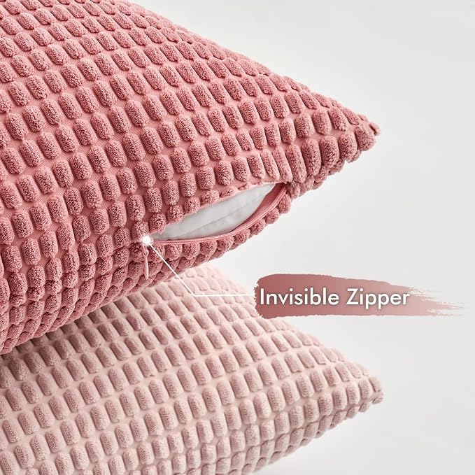 MIULEE Decorative Pillow Covers 20x20 Inch Set of 4 Aesthetic Pink | Romantic Sweet Cute Throw Pillows, Coquette Home Decor, Soft Corduroy Couch Pillowcases, Sofa Living Room Bed