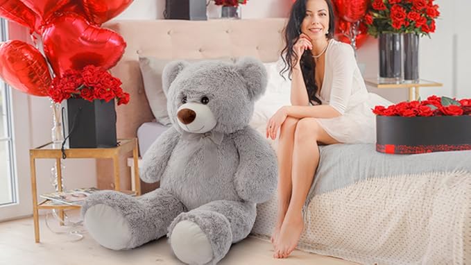 MorisMos Giant Teddy Bear Stuffed Animal 3ft-36 inch Big Teddy Bear for Baby Shower Decor, Large Stuffed Bear Gifts for Girl Boy Women on Birthday Christmas,Grey
